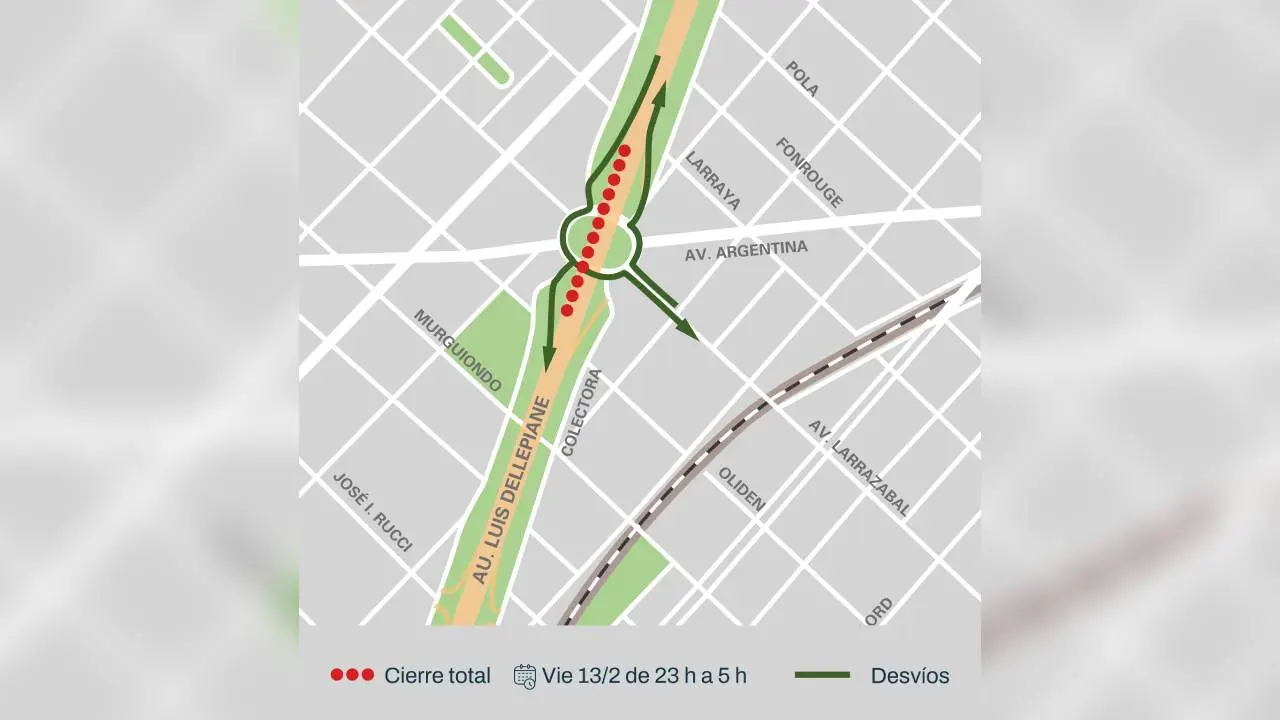El mapa que compartió la Ciudad de Buenos Aires sobre la circulación en Autopista Dellepiane