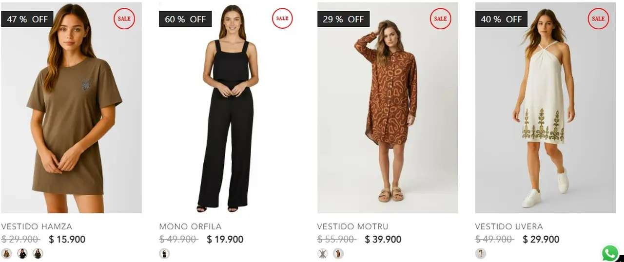 Algunas de las prendas en oferta en el outlet virtual de Indian