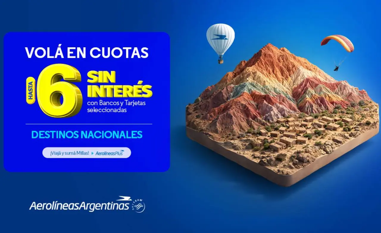 Aerolíneas Argentinas lanzó una promo para comprar este fin de semana pasajes en cuotas sin interés