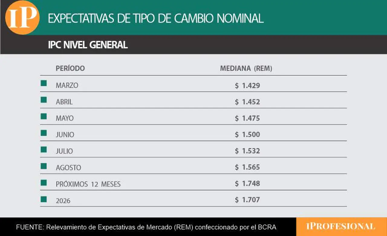 Precio de dólar mayorista proyectado por el nuevo REM del BCRA.