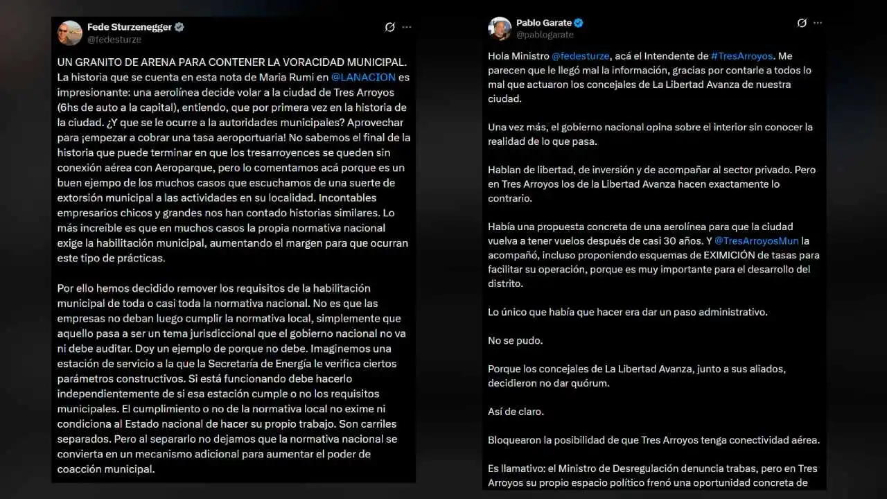 El cruce del intendente de Tres Arroyos con Federico Sturzenegger