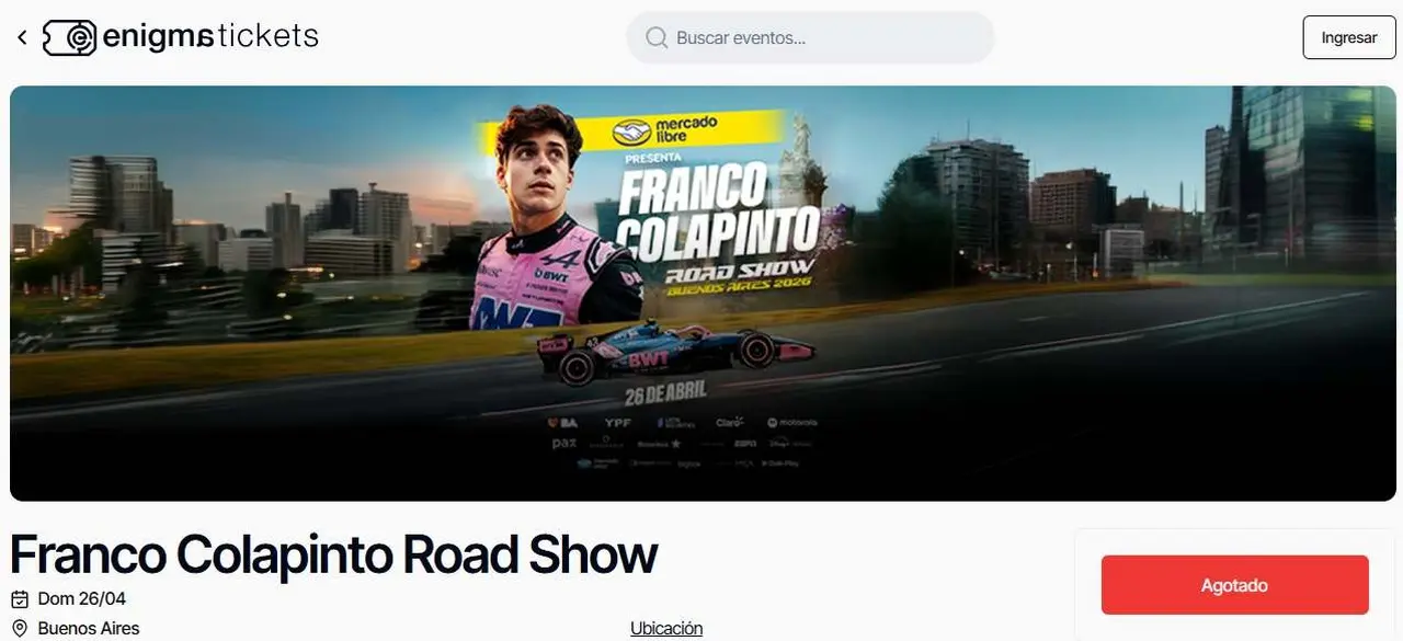 Las entradas en preventa para Colapinto se agotaron en poco más de un ahora