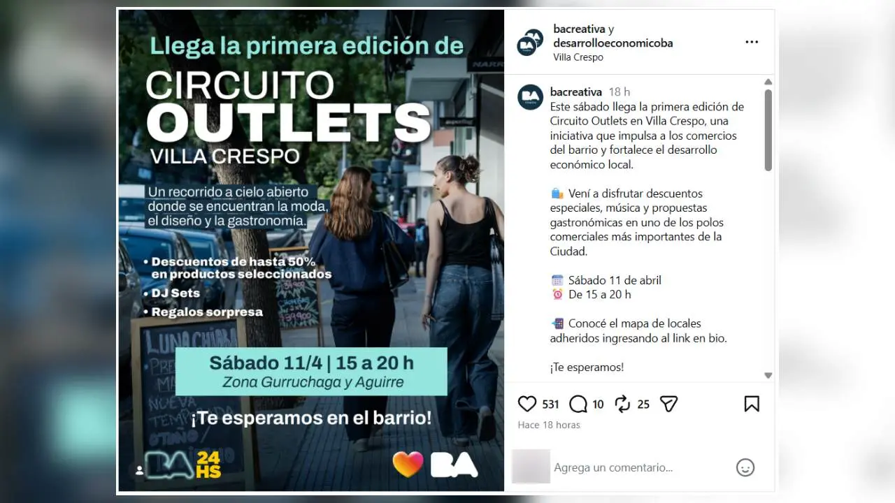 Circuito Outlets: los negocios de Villa Crespo ofrecerán este sábado importantes descuentos