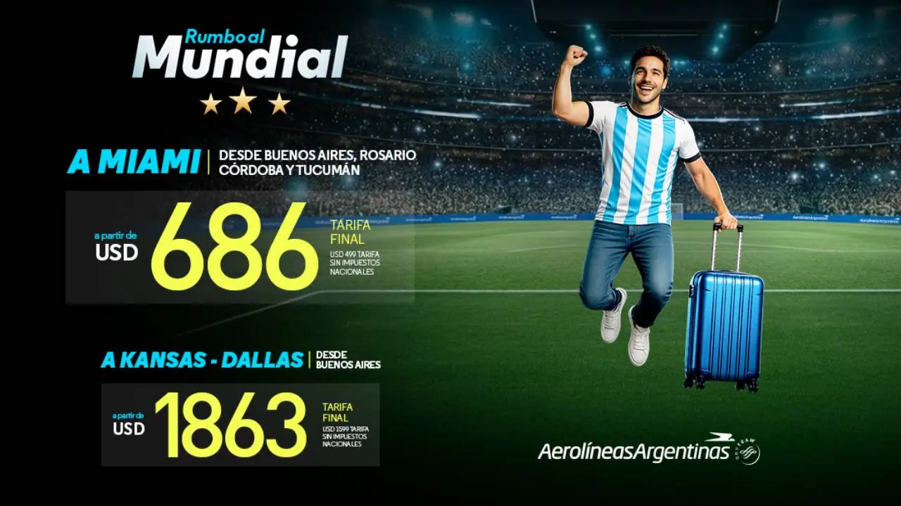 Los precios de los pasajes de Aerolíneas Argentinas para volar al Mundial 2026