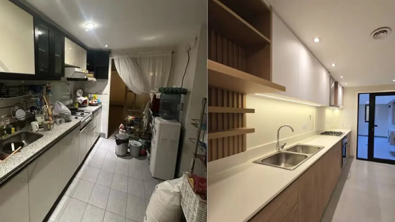 El antes y después de la cocina del departamento de Manuel Adorni