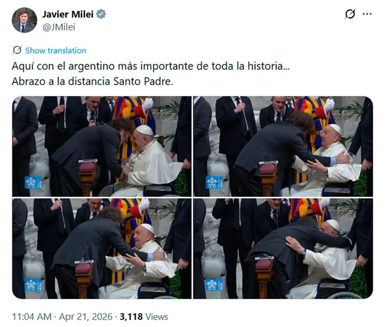 El tuit de Milei, a un año de la muerte del Papa Francisco