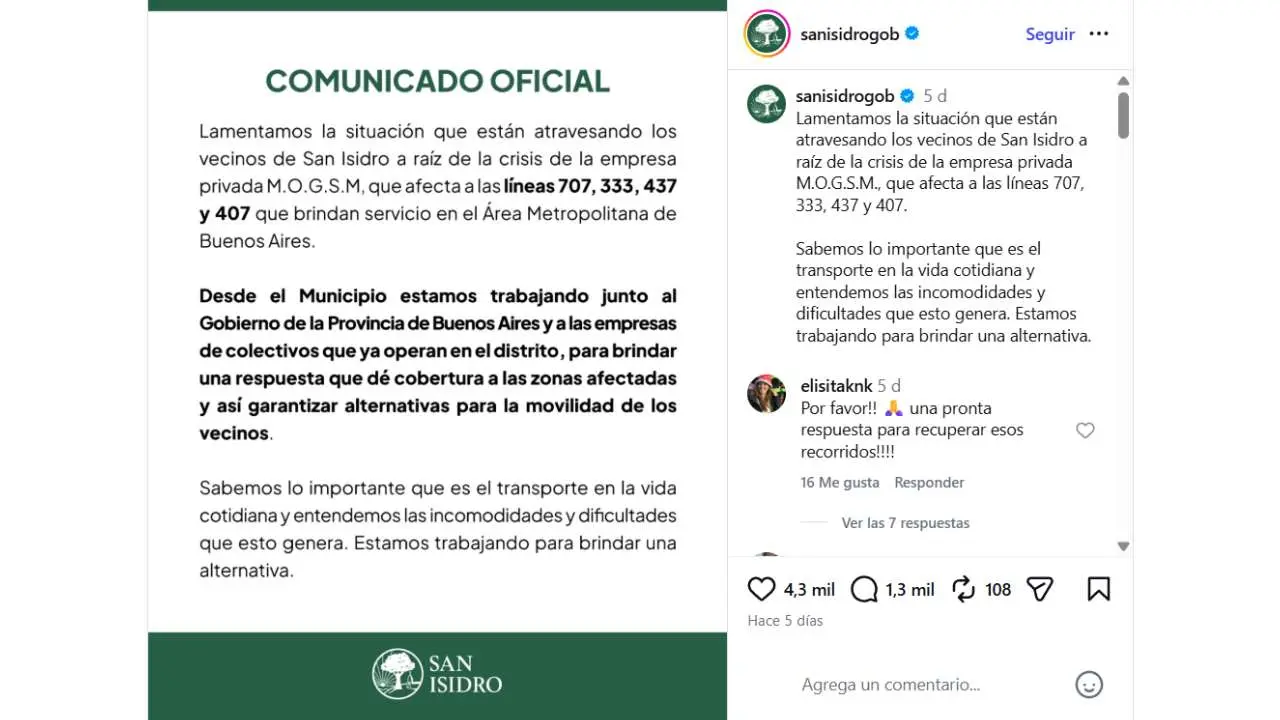 Crisis de colectivos en San Isidro: el mensaje desde la municipalidad durante la semana pasada