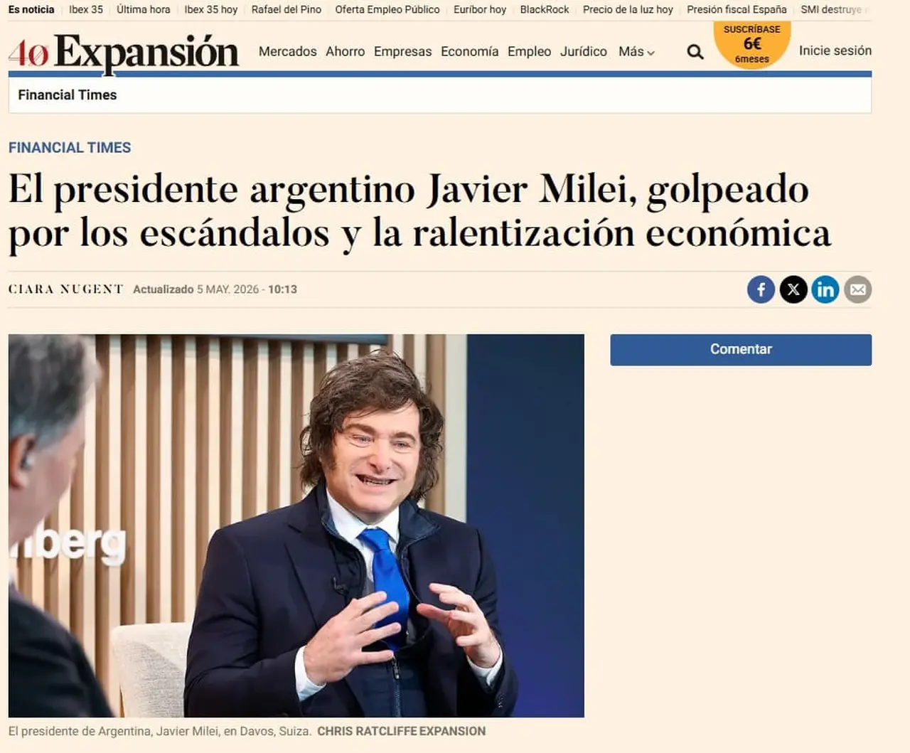 Medios del mundo hablan del escándalo Adorni y la caída de imagen de Milei