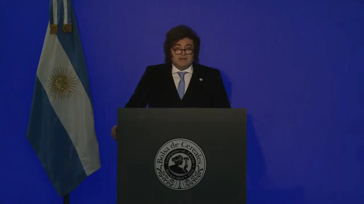 Javier Milei en la Bolsa de Cereales