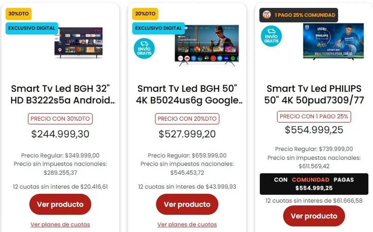 Coto vende televisores con hasta 30% de descuento y en cuotas sin interés