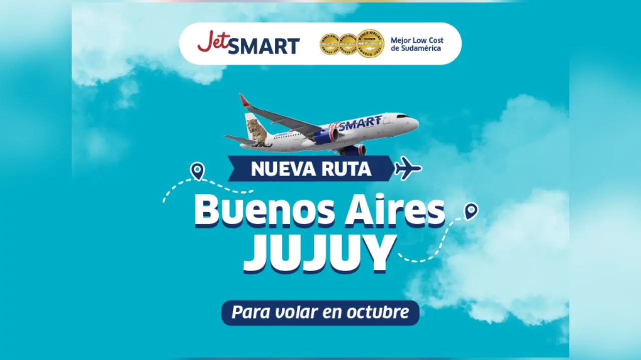 JetSmart reanuda sus operaciones entre Aeroparque y Jujuy con un vuelo diario desde octubre