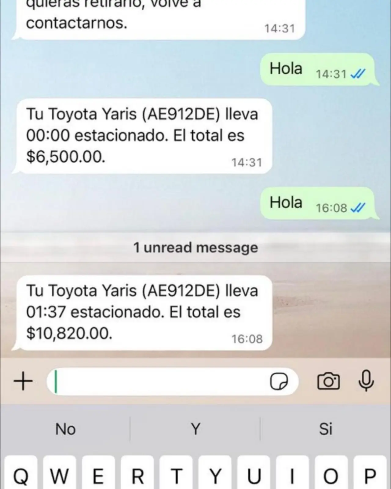 Con solo escribir al bot, el cliente puede saber cuánto lleva gastado antes de retirar su auto