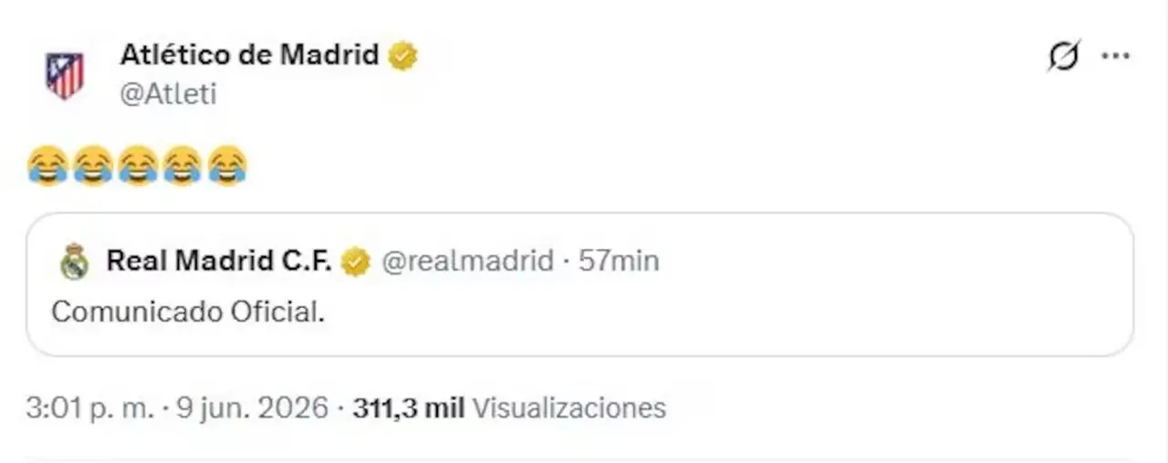 El mensaje a modo de burla de Atlético de Madrid
