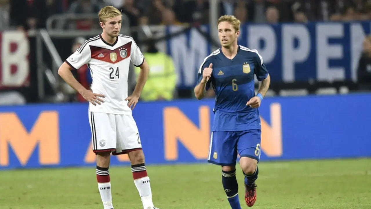 Lucas Biglia, en la final del Mundial 2014 donde Argentina cayó con Alemania en el Maracaná