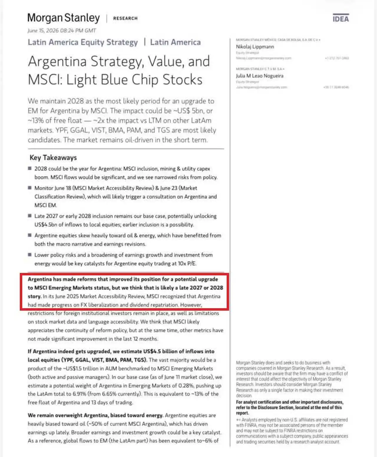 El reporte de Morgan Stanley