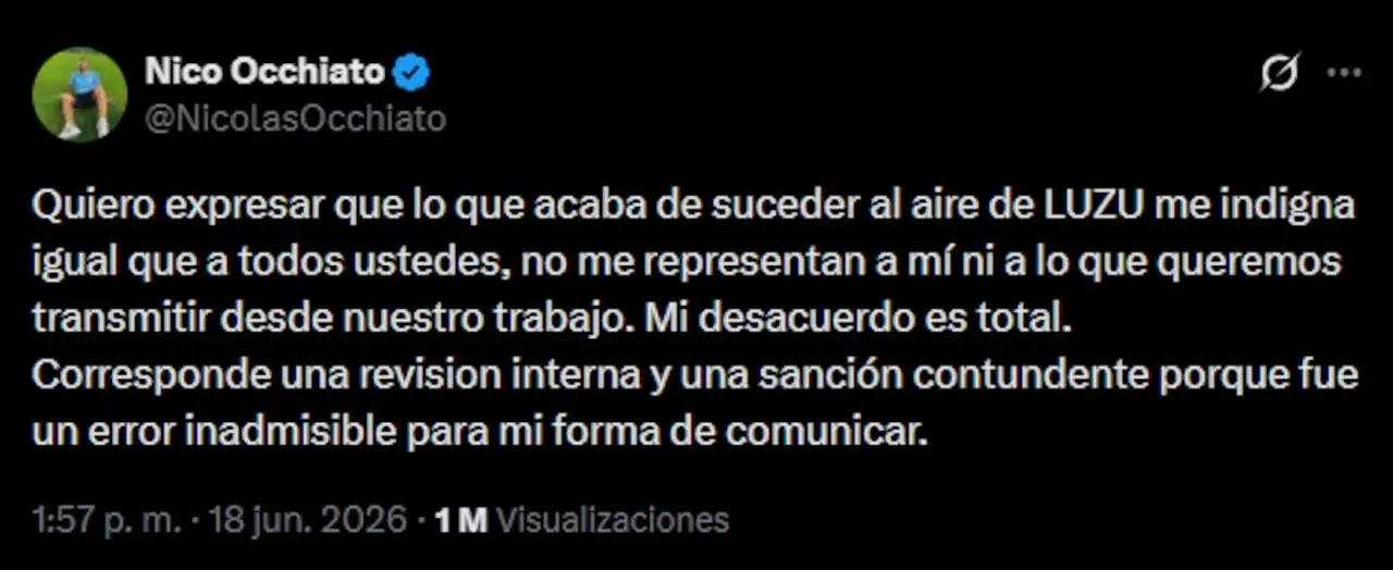 La reacción de Nicolás Occhiatto