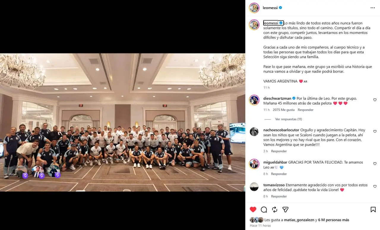 El mensaje de Messi antes de la final con España.
