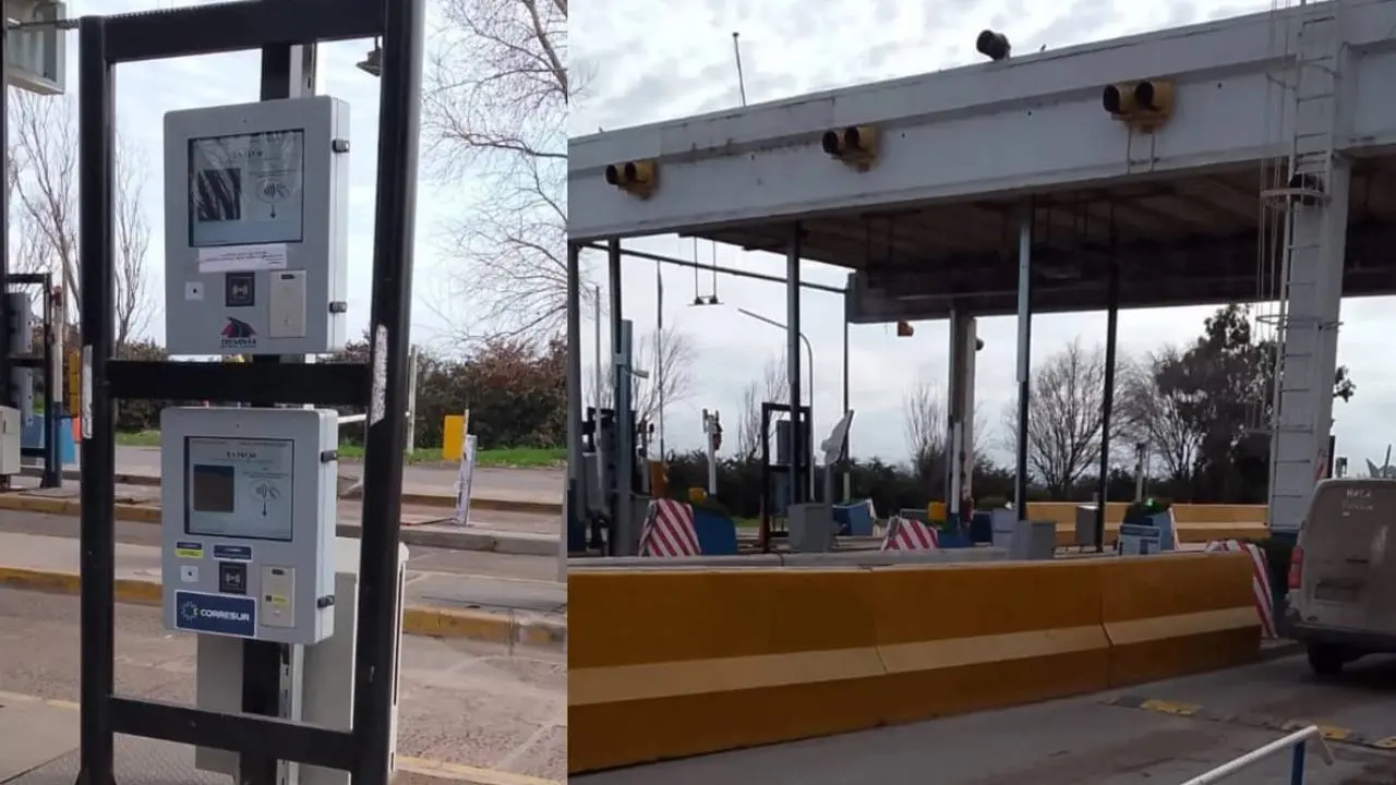 Así quedó la estación de peaje sin barreras en la Ruta 226 a la altura de Hinojo