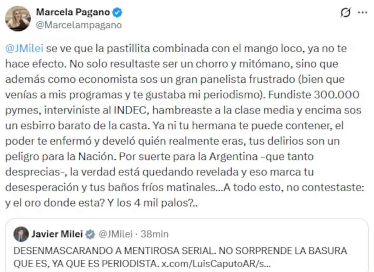 Javier Milei intervino en la disputa entre Pagano y Caputo.