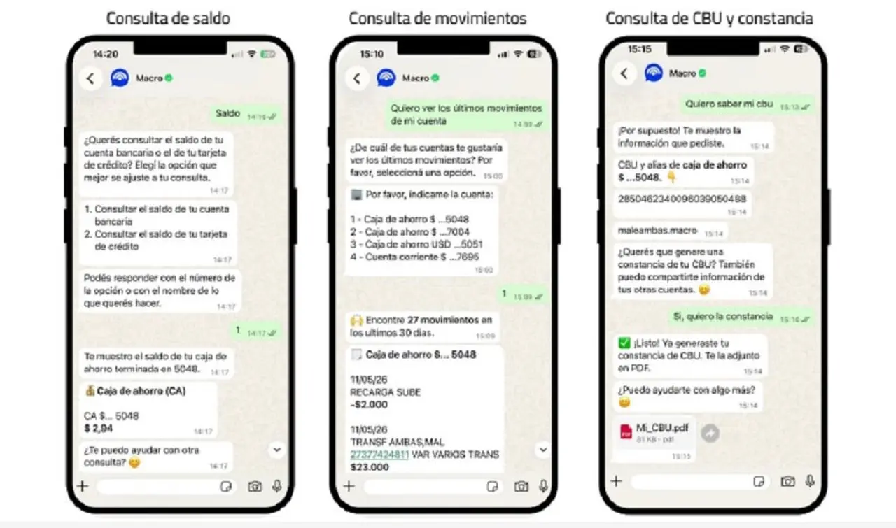 MacroChat permite conversar con el sistema para hacer consultas y operaciones cotidianas