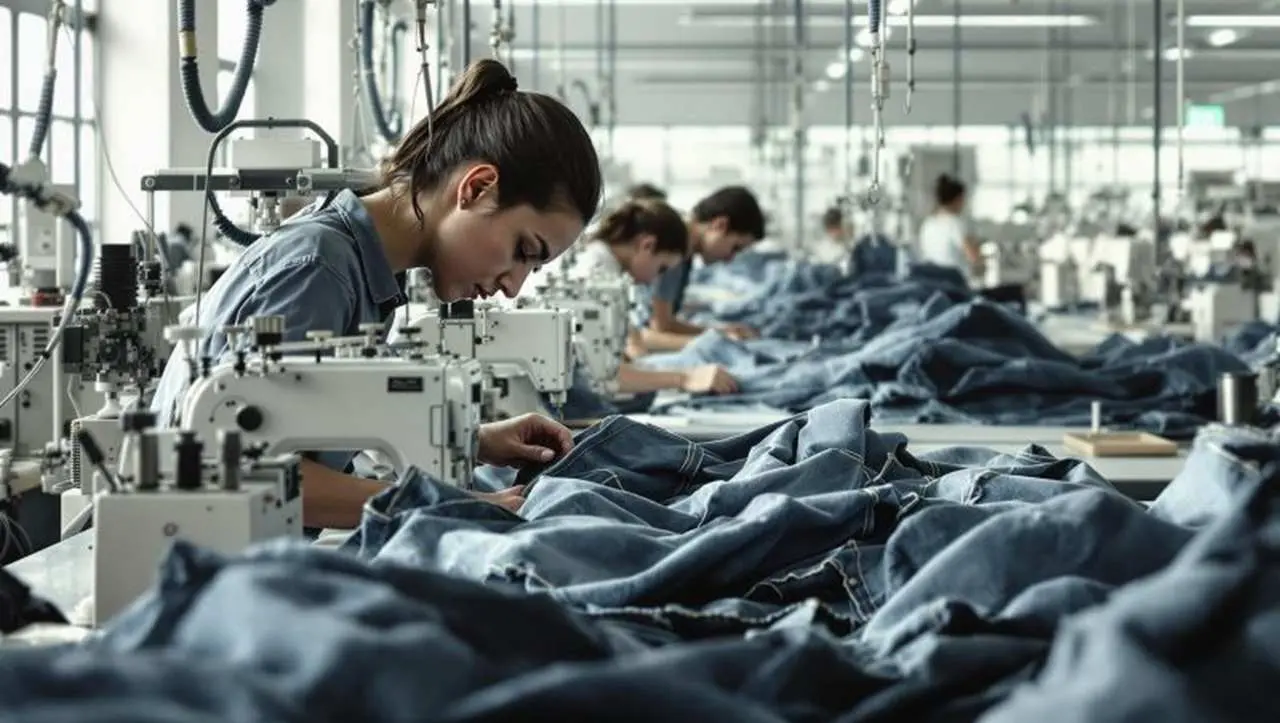 Persona con máquina trabajando con telas. foto redes