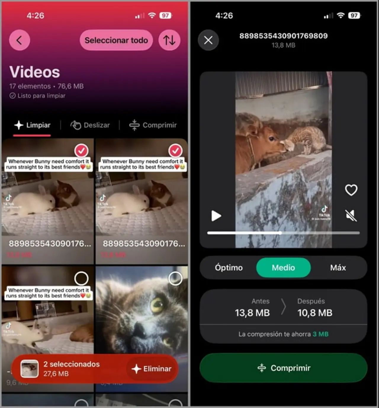 Comprimir videos es un gran recurso para liberar espacio si tener que borrar archivos.