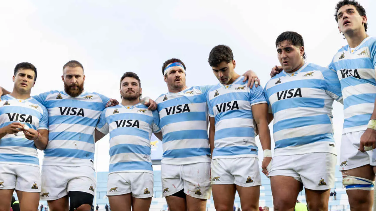 Los Pumas durante el partido frente a Gales, disputado en San Juan en julio de 2026