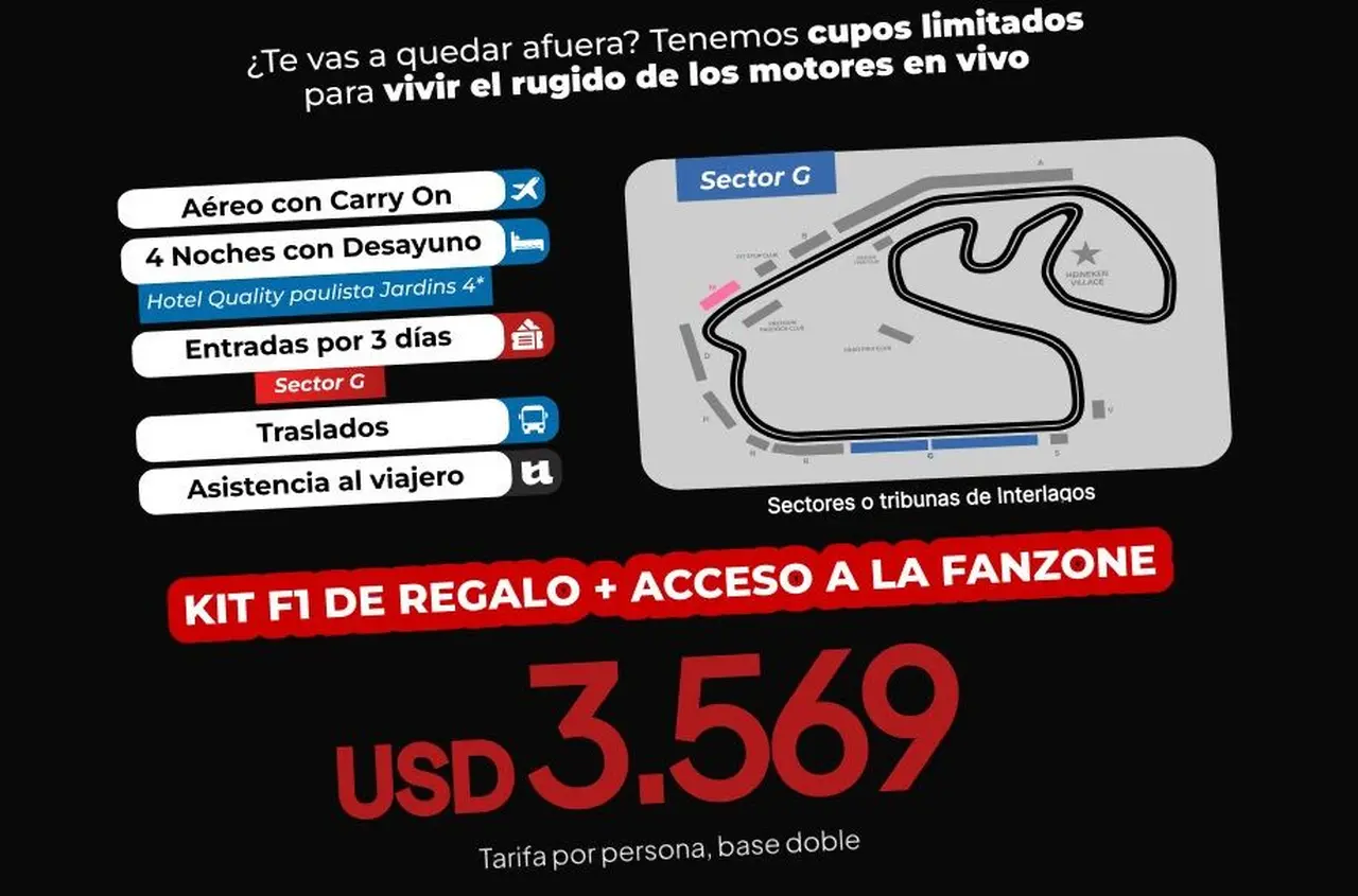 Captura de imagen de un paquete para ir a ver a Franco Colapinto