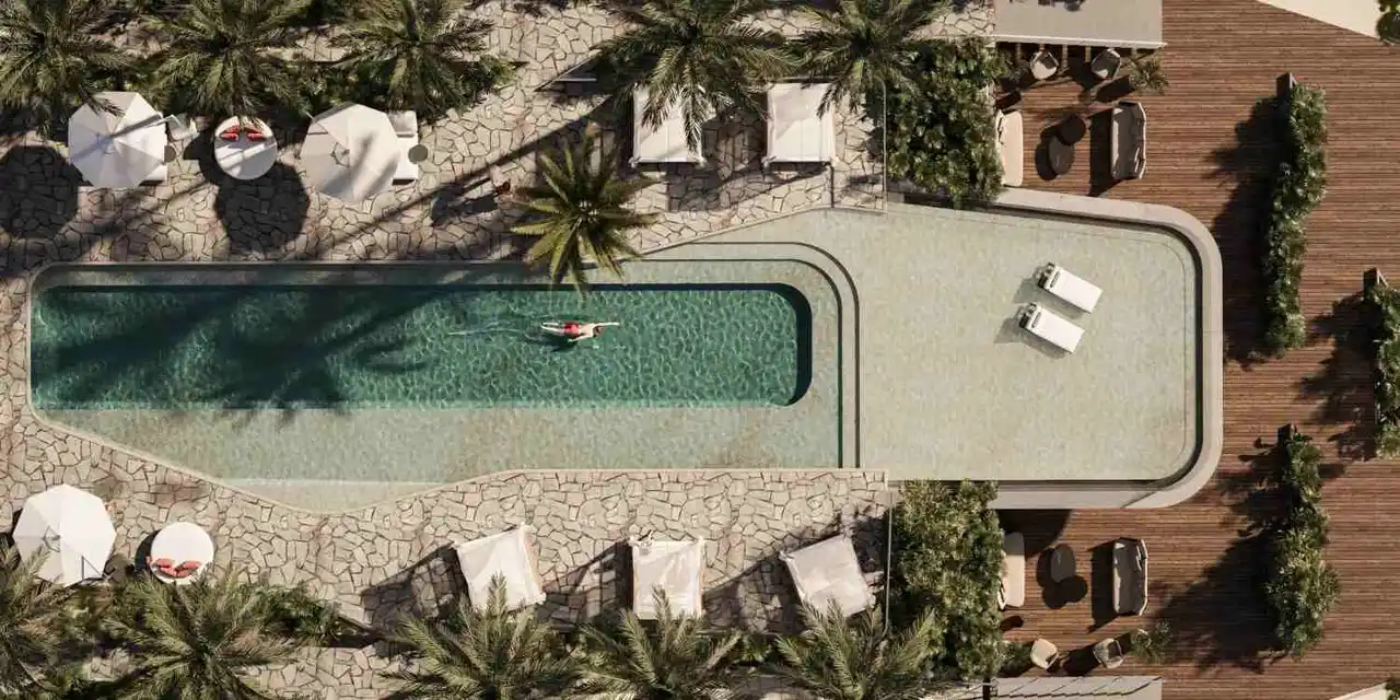 El complejo tendrá 2.650 m² de amenities cubiertos y más de 6.700 m² en total entre áreas cubiertas