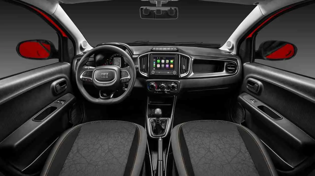 Fiat Mobi por dentro. foto oficial.