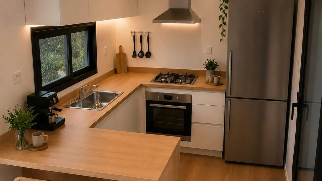 La cocina del Hogar Xanaes incluye bacha y mesada