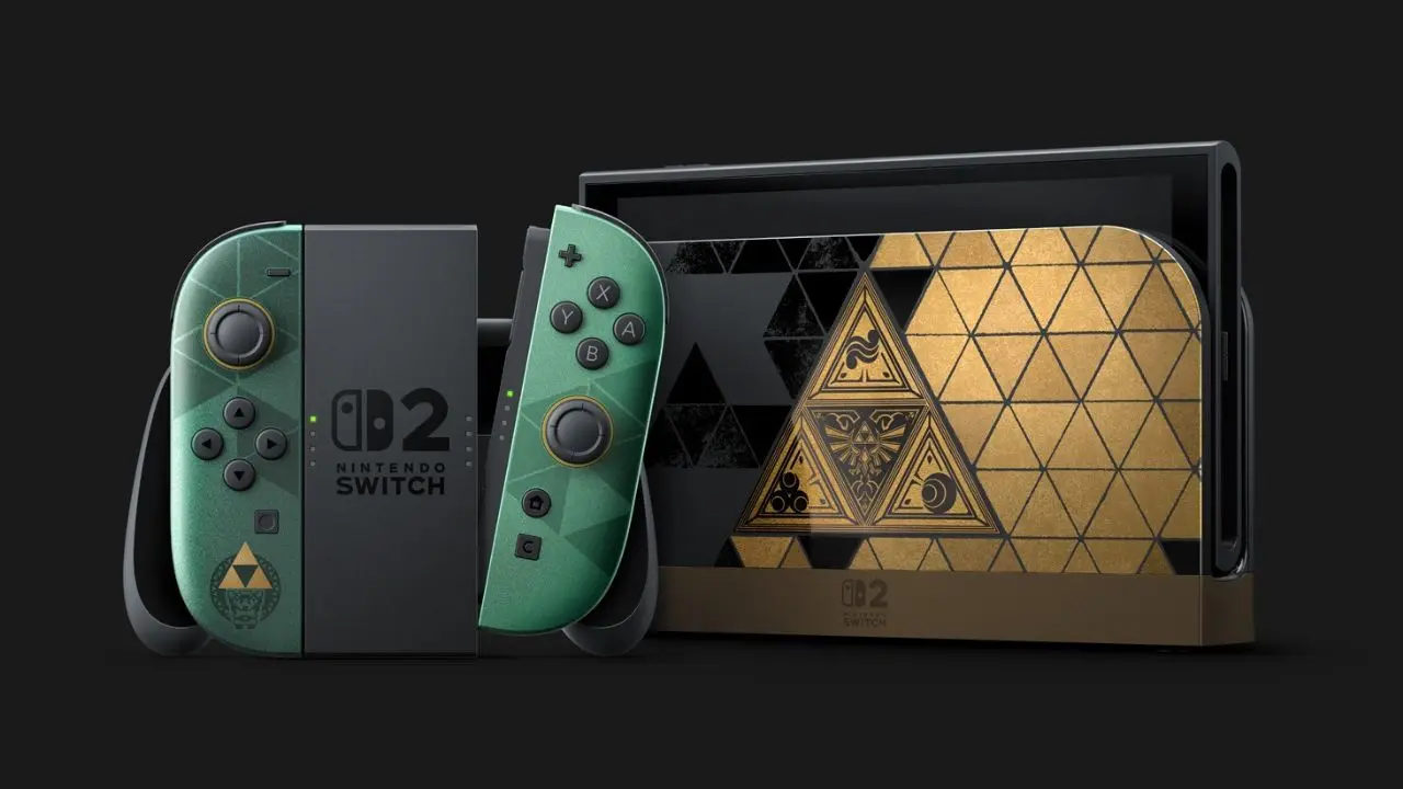 consola nintendo switch 2 decorada con motivo de The Legend of Zelda