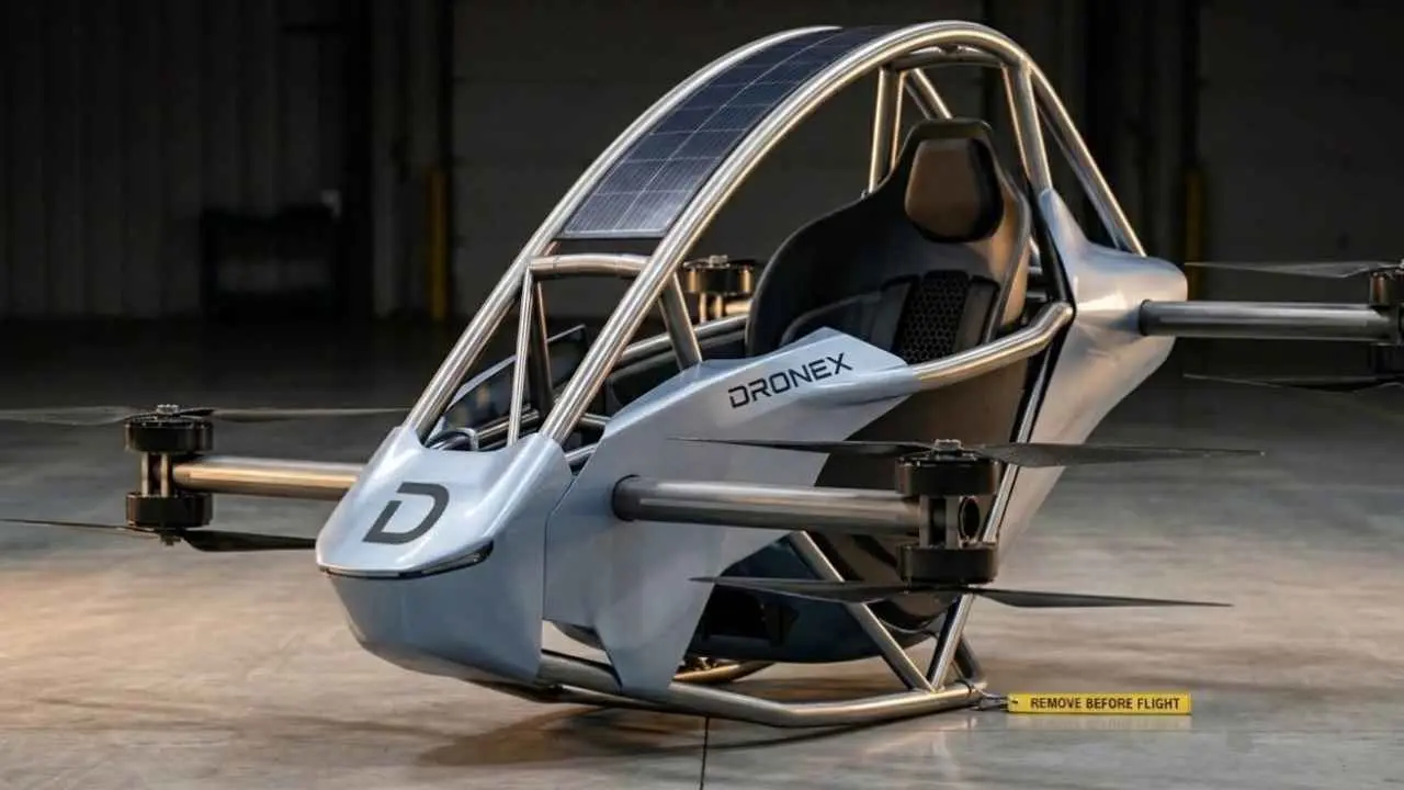 Imagen del dron tripulado de DronX en un hangar. Imagen oficial de la empresa