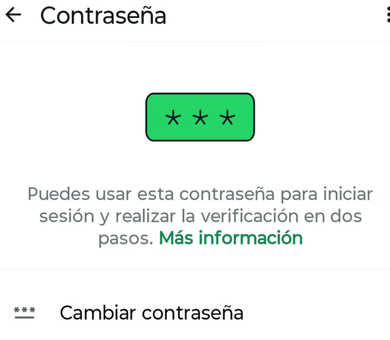 La contraseña ingresada puede cambiarse en WhatsApp