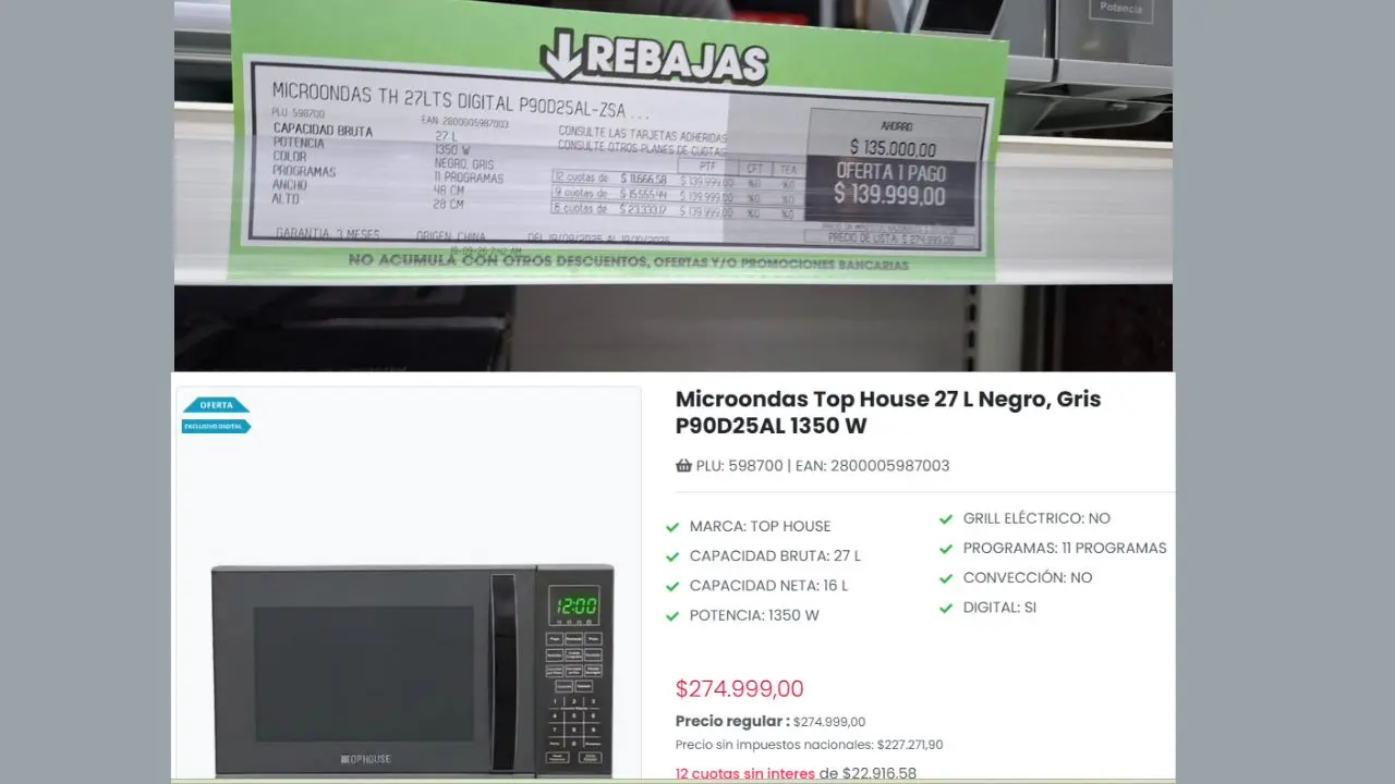 En el microondas también hay descuentos en el outlet