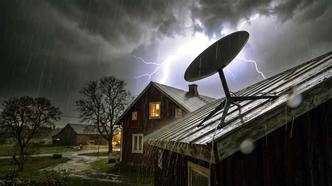 antena starlink lluvia tormenta