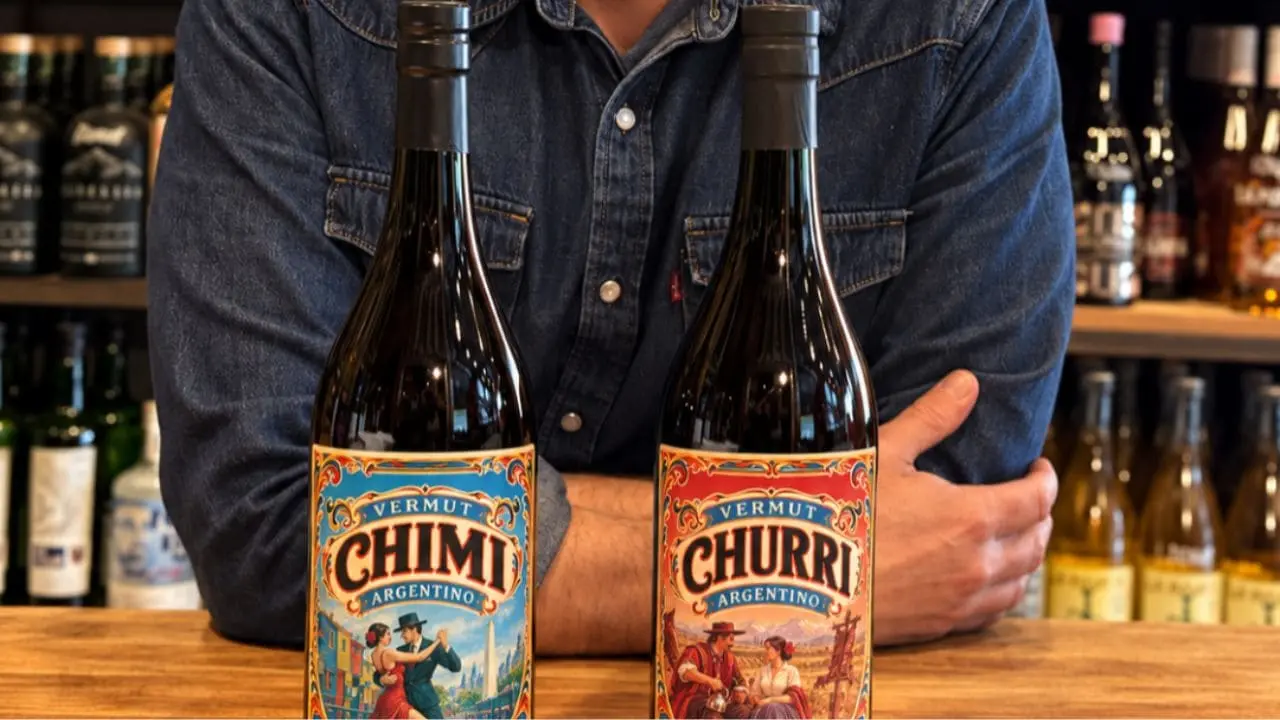 Persona con dos vermut en una mesa