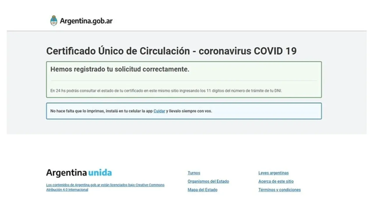 La solicitud se registra y, a las 24 horas, se debe consultar si ha sido aprobada o no