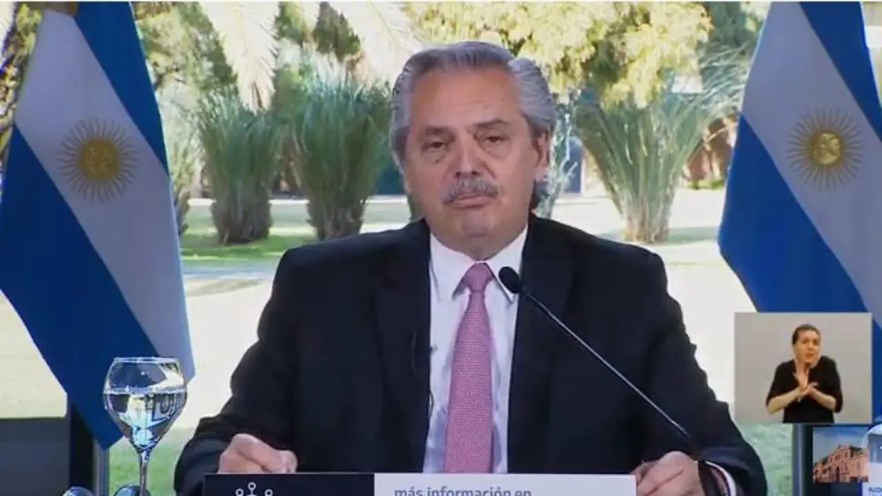 El presidente Alberto Fernández en el último anuncio público acerca del aislamiento