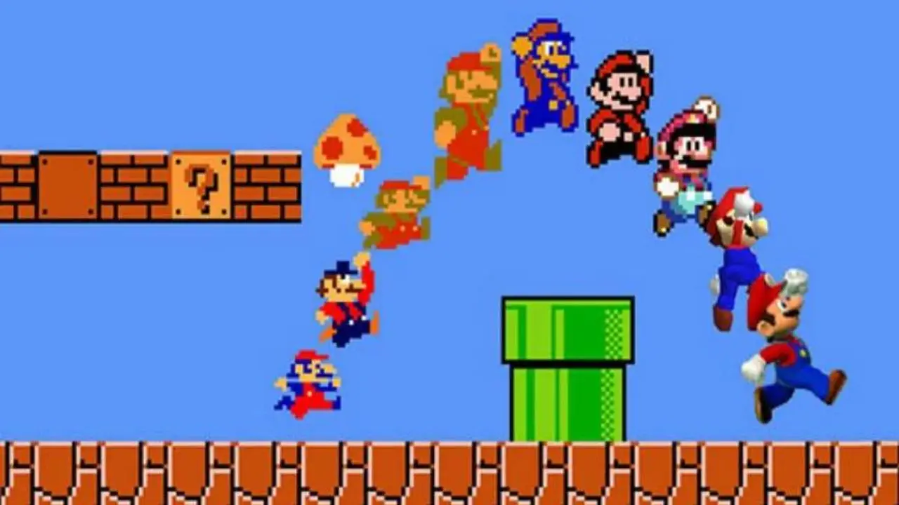 La evolución del personajes de Mario a lo largo del SUper Mario Bros y sus cambios