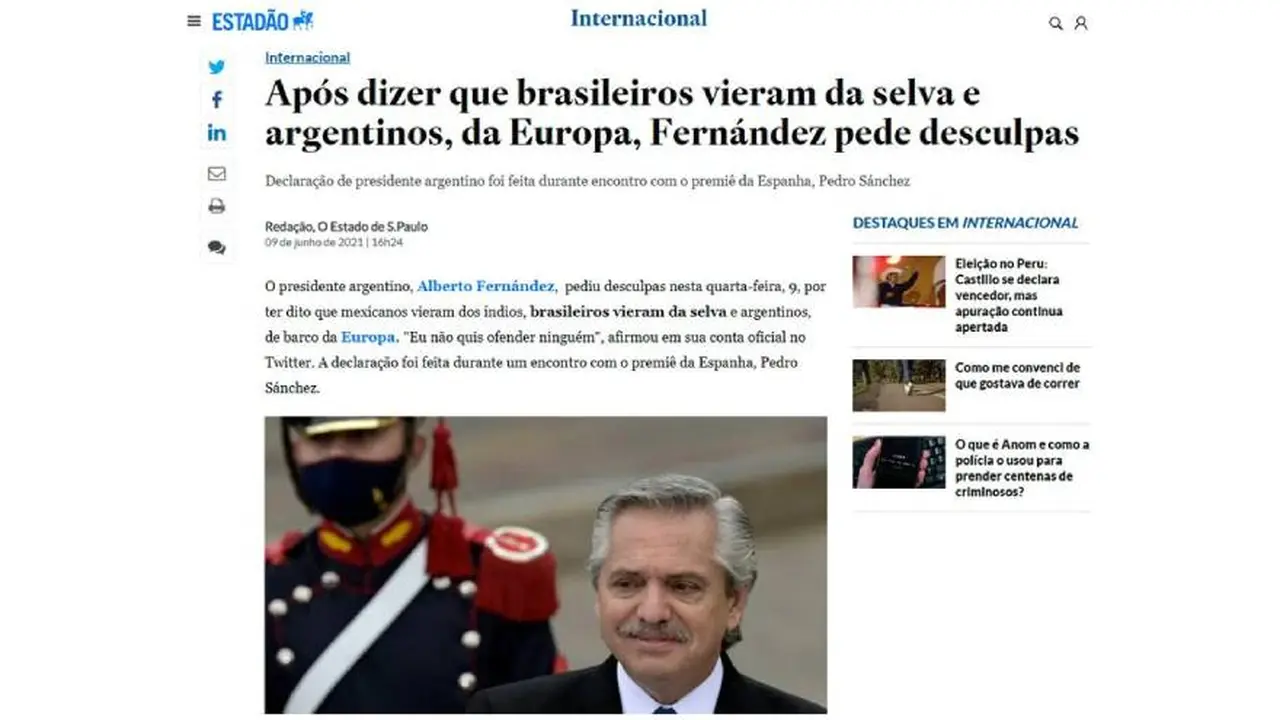 Otro de los diarios que levantó la noticia de los dichos de Fernández