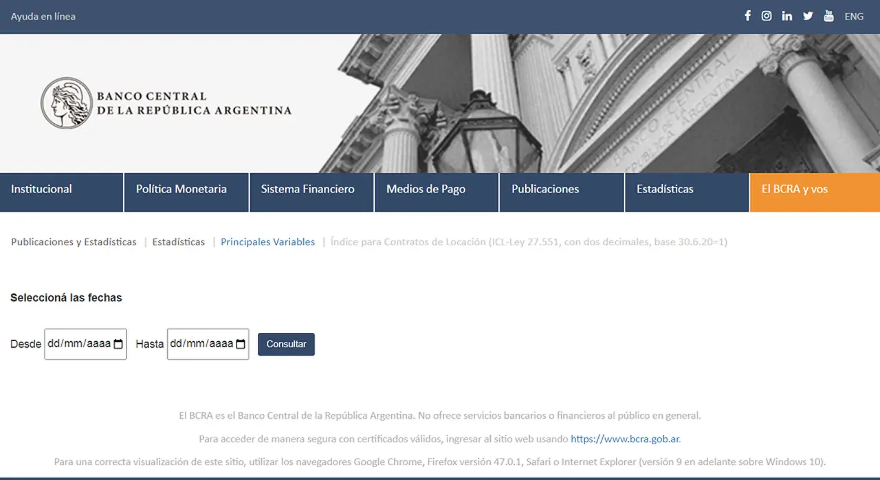 El Banco Central permite medir el Índice de Locación