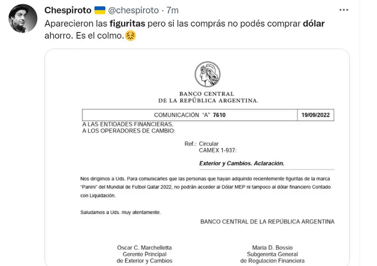Este es el falso comunicado que en las redes se viralizó tras conocerse el nuevo cepo y la falta de figuritas.