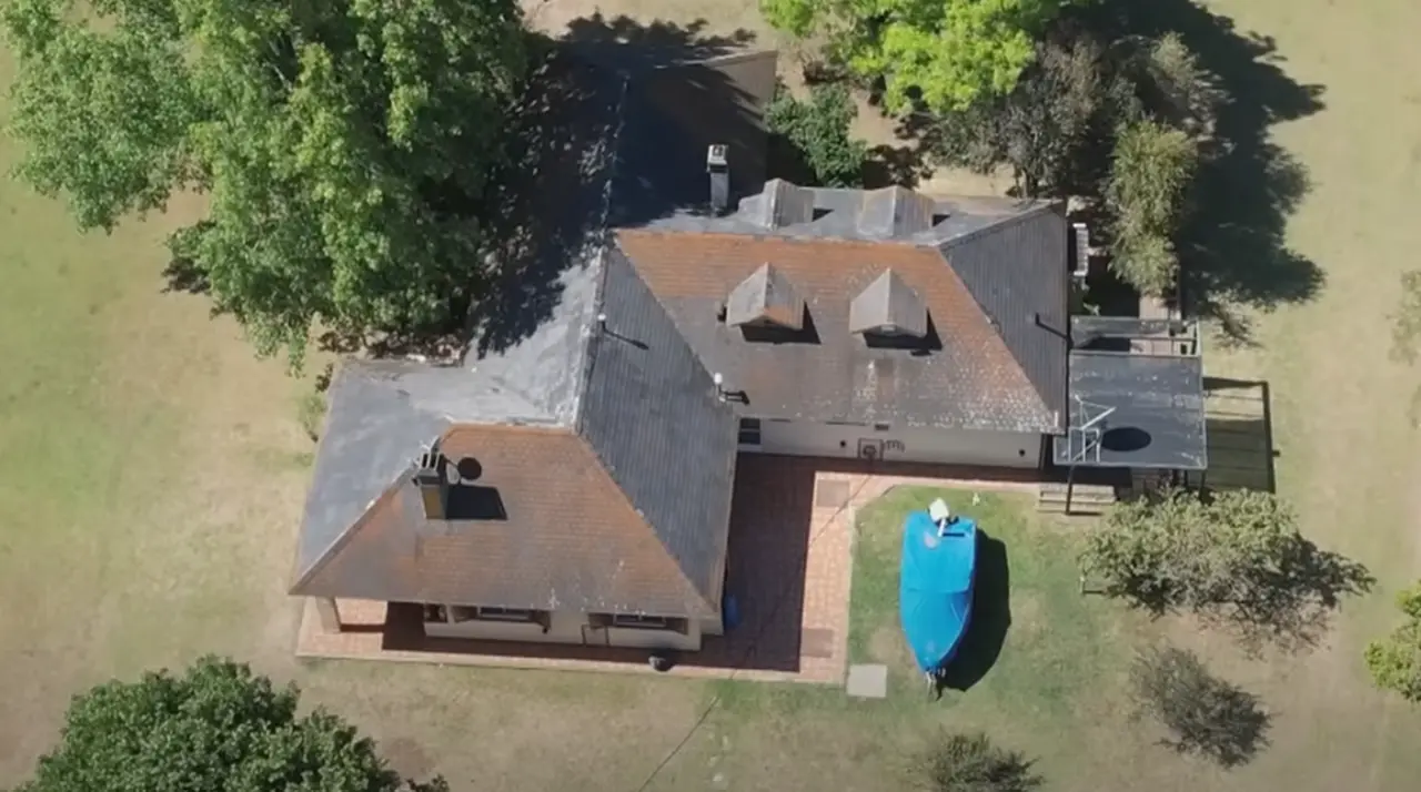 La vista aérea de la mansión de Berni en Bariloche (captura de pantalla PPT).