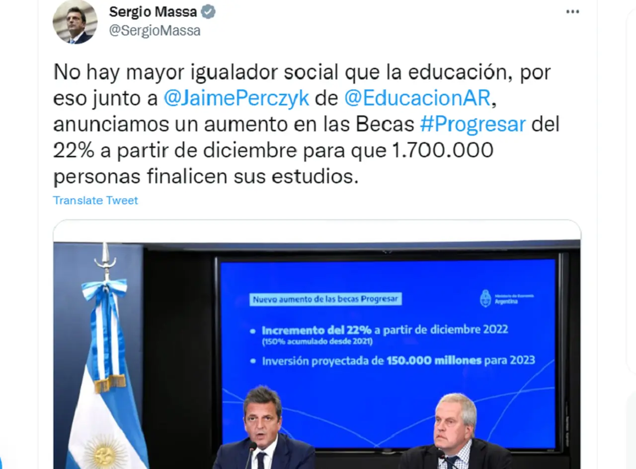 Massa anunció que el beneficio llegará a más de un millón y medio de beneficiarios.