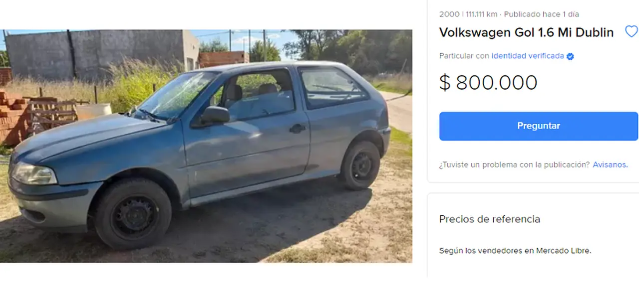 Volkswagen Gol año 2000, publicado en Mercado Libre.
