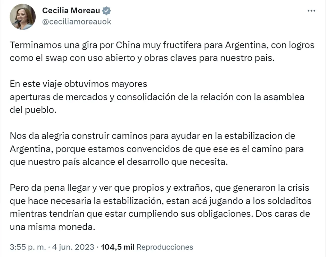Moreau criticó a los dirigentes que priorizan la campaña
