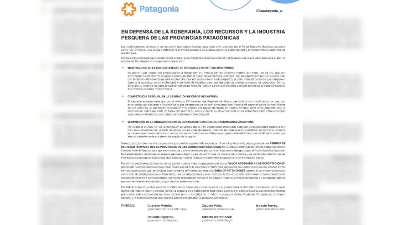 El comunicado de los gobernadores patagónicos