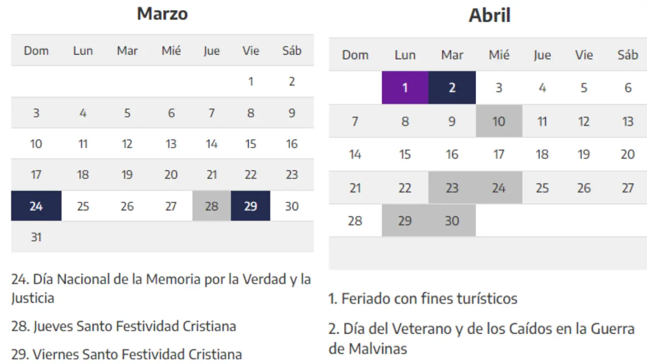 Calendario oficial Semana Santa 2024