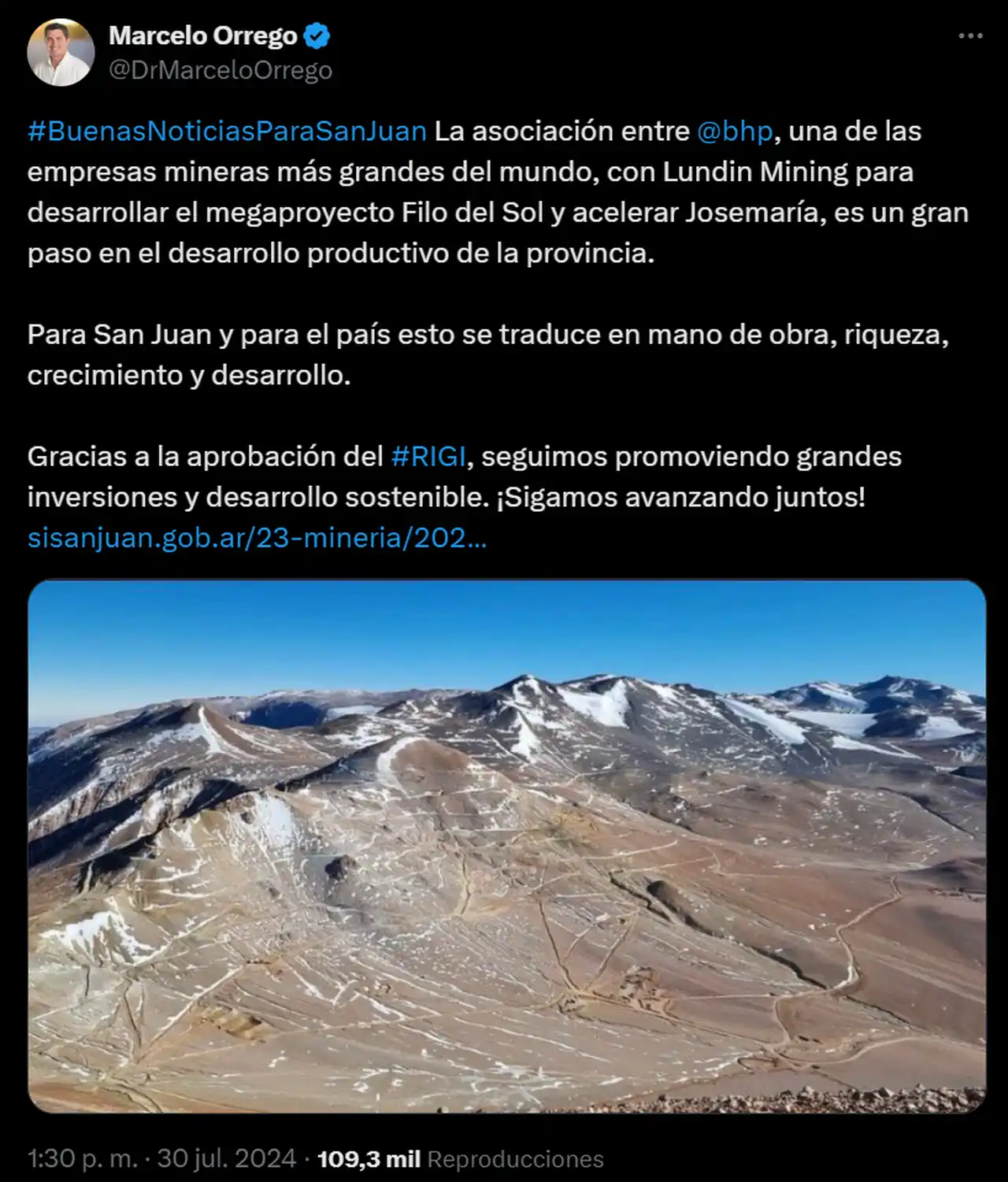 El gobernador de San Juan dio detalles de ambos proyectos en sus redes sociales.